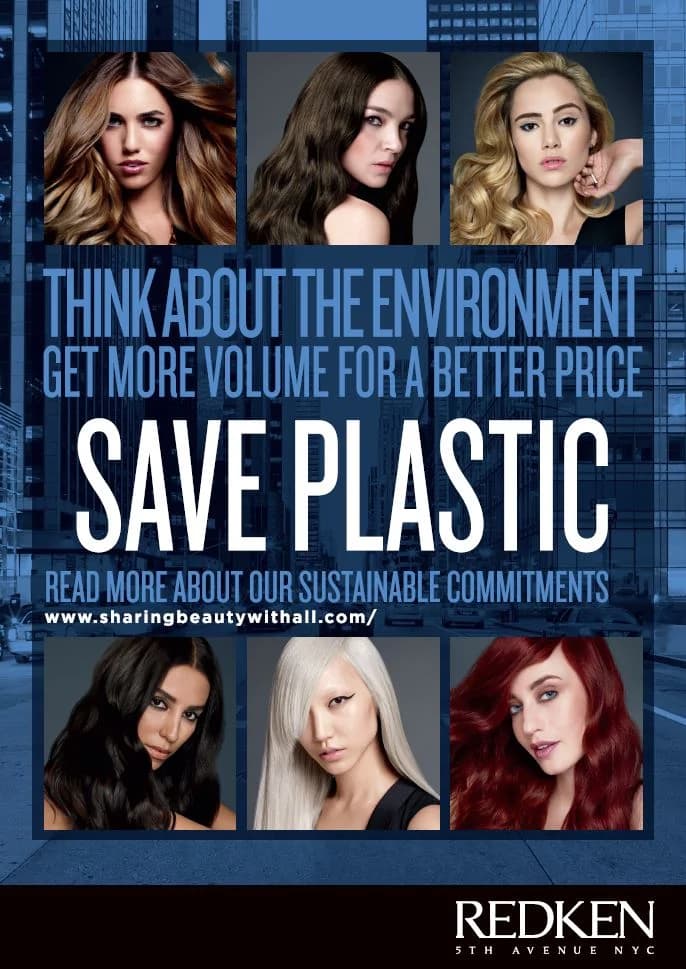 Redken 500ml shampoo and conditioner promotional insert, alternate blue version